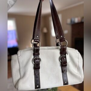 Coach White and Brown Shoulder Bag